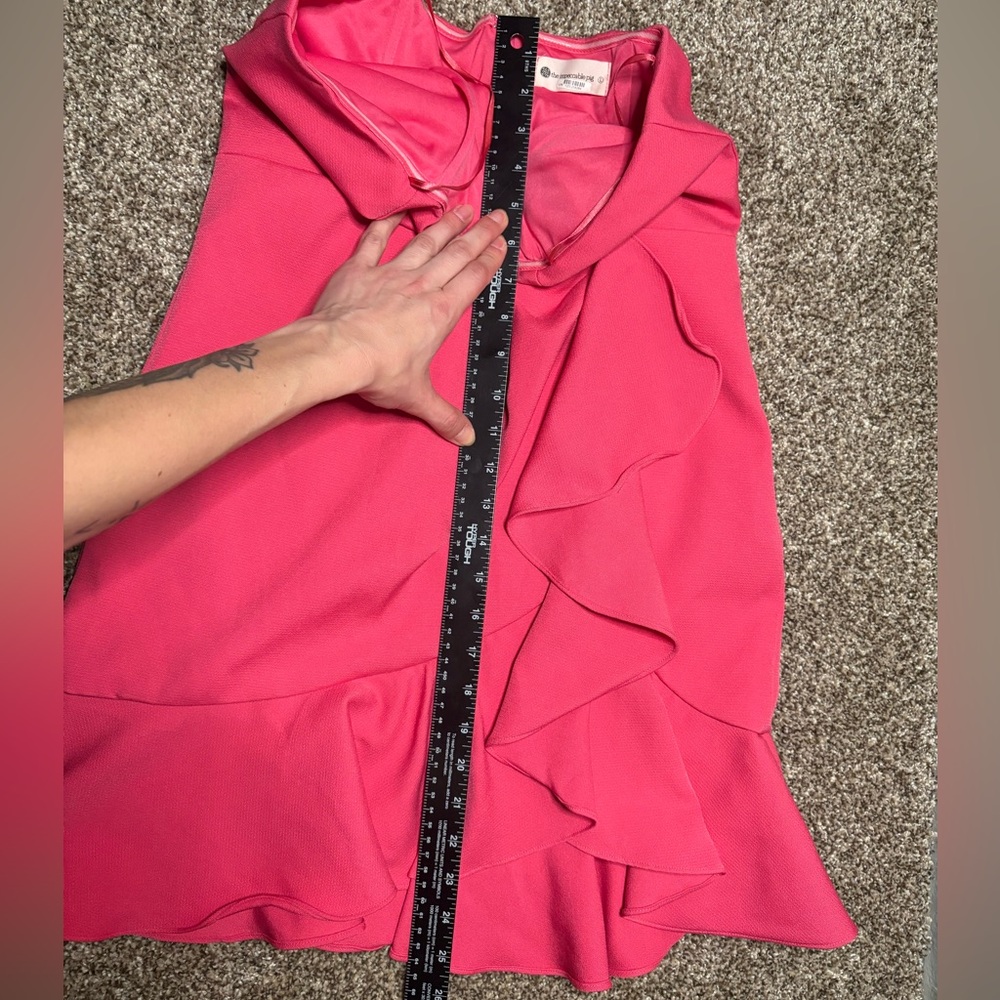 The Impeccable Pig Strapless Pink Ruffle Cocktail Dress Women’s Large - Picture 3 of 12